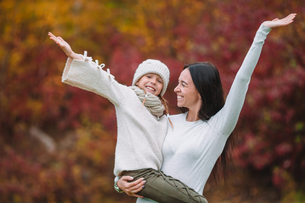 October day with mom and daughter